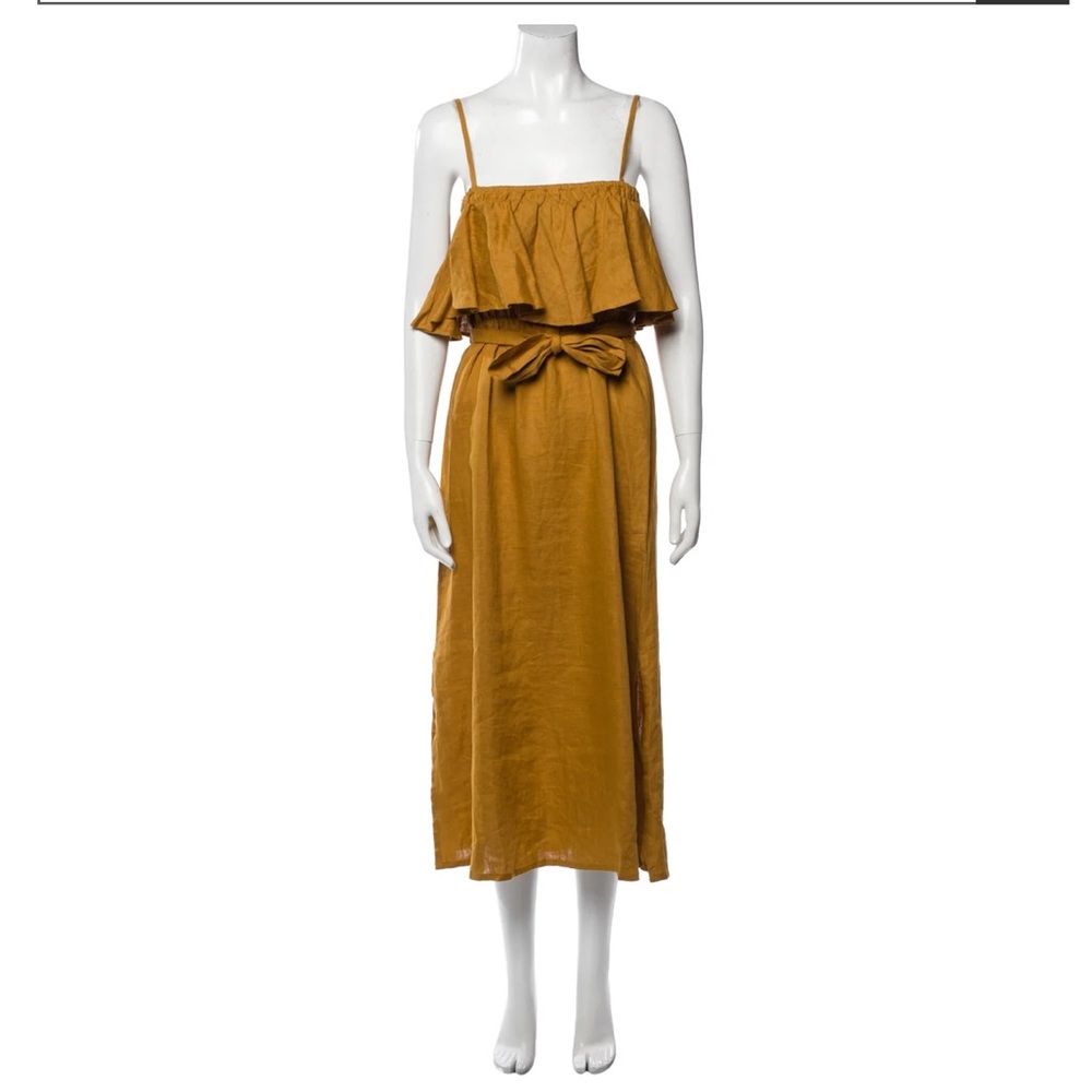 Anthropologie Faithfull The Brand Ruffle Linen Midi Dress XS